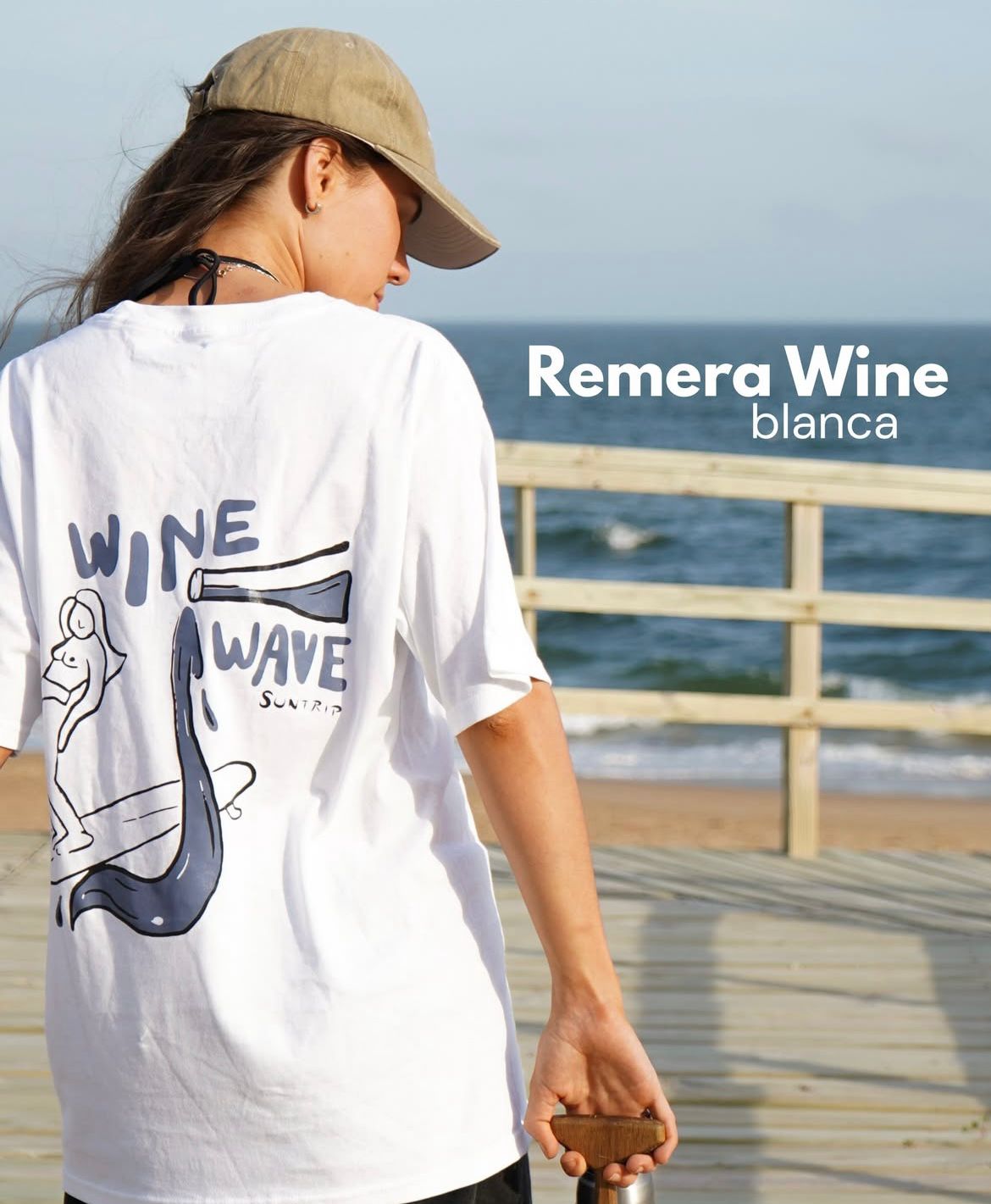 Remera Wine Wave Blanca