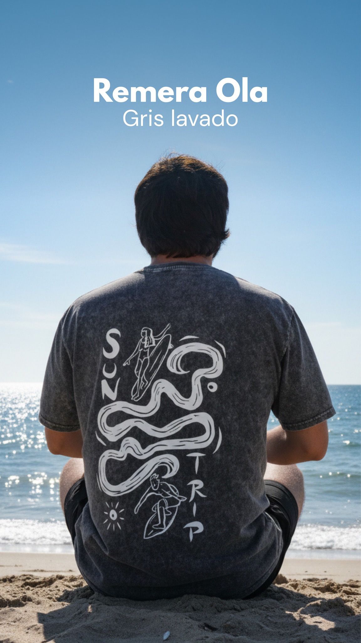 Remera Ola Gris Lavado