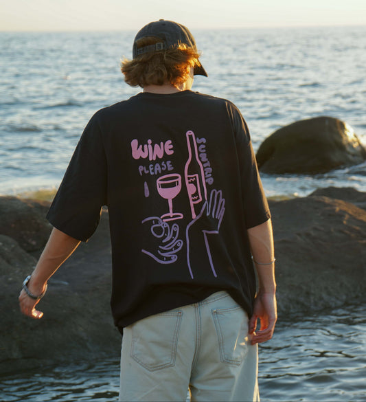 Remera Wine Please Negra